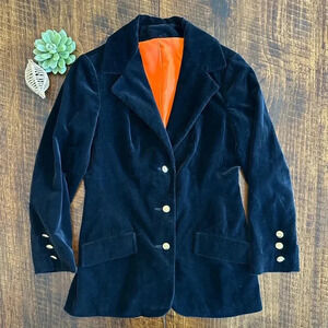 Greenlea | Vintage 60s Black Velvet Blazer with Gold-tone Buttons